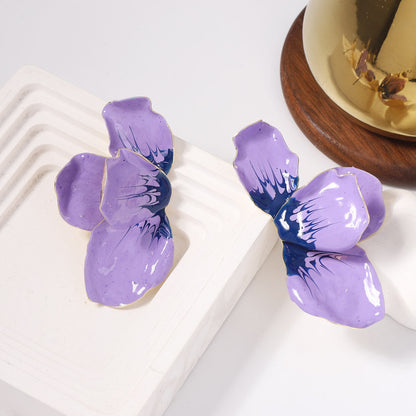 Bohemian Style Red Petal Earrings with Gold Accent - Chic, Minimalist and Versatile Jewelry for Every Occasion