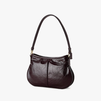 Versatile Crystal Oil Wax Cowhide Tote Bag Fashion Real Leather Shoulder Bag for Women for Commuting and Everyday Style