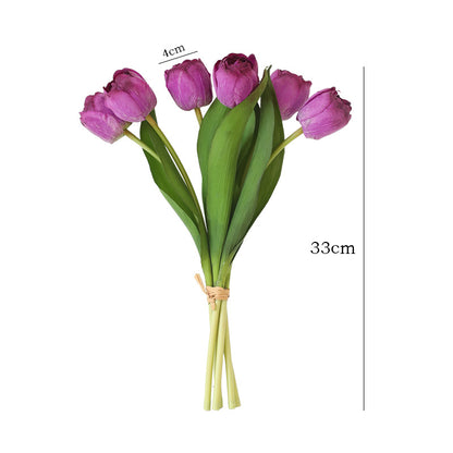 Luxurious Touch-Feel Tulip Artificial Flowers –  Home Décor for Weddings and Special Events, Stunning Tulip Bouquet for Exquisite Styling