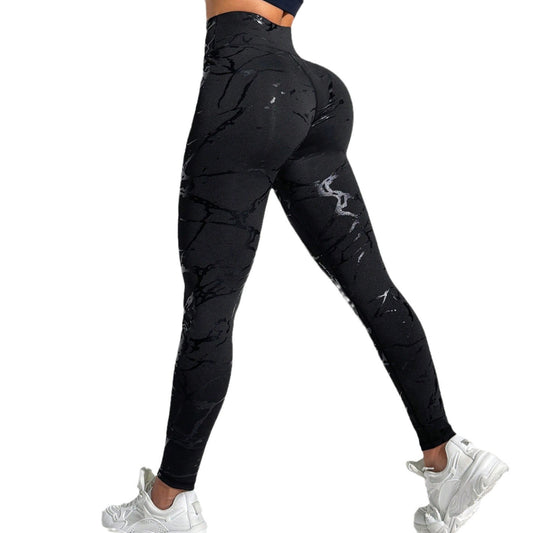 High Waisted Metallic Yoga Pants for Women Sculpting Peach Butt Lift Leggings for Gym Autumn Winter Workouts