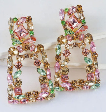 Chic Geometric Square Crystal-Embellished Earrings - Versatile and Unique Accessories for Every Occasion