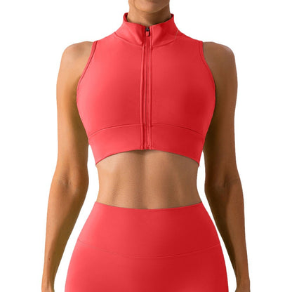 Women's Zip Up Yoga Tank Top Sleeveless Sports Bra for Running Shockproof Breathable and Comfortable Fitness Wear for Training