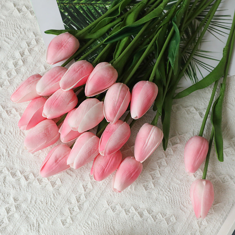 Realistic Miniature PU Tulips - Vibrant Artificial Silk Flowers for Home Décor, Arrangements, and Year-Round Enjoyment