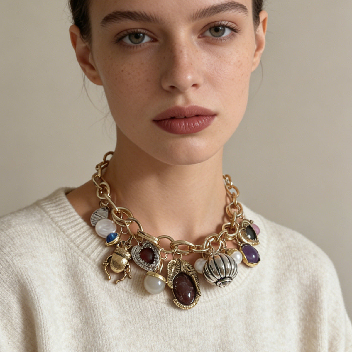 Chic Vintage-Inspired Casual Luxury Pendant Necklace - Versatile Chain Design for Effortless Everyday Elegance
