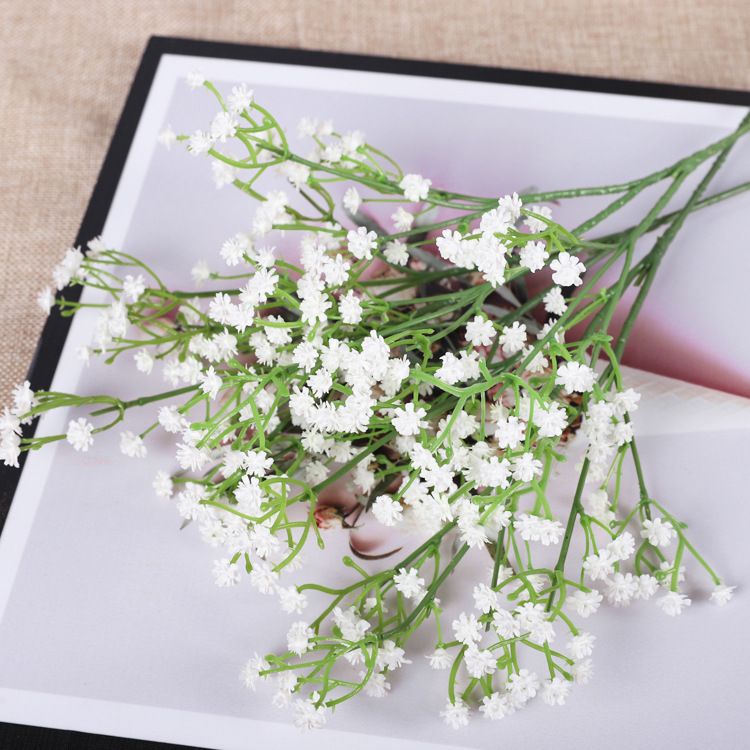 Realistic Baby's Breath 3-Prong PU Soft Rubber Single-Stem Artificial Flower Bouquet for Wedding Celebrations and Photography