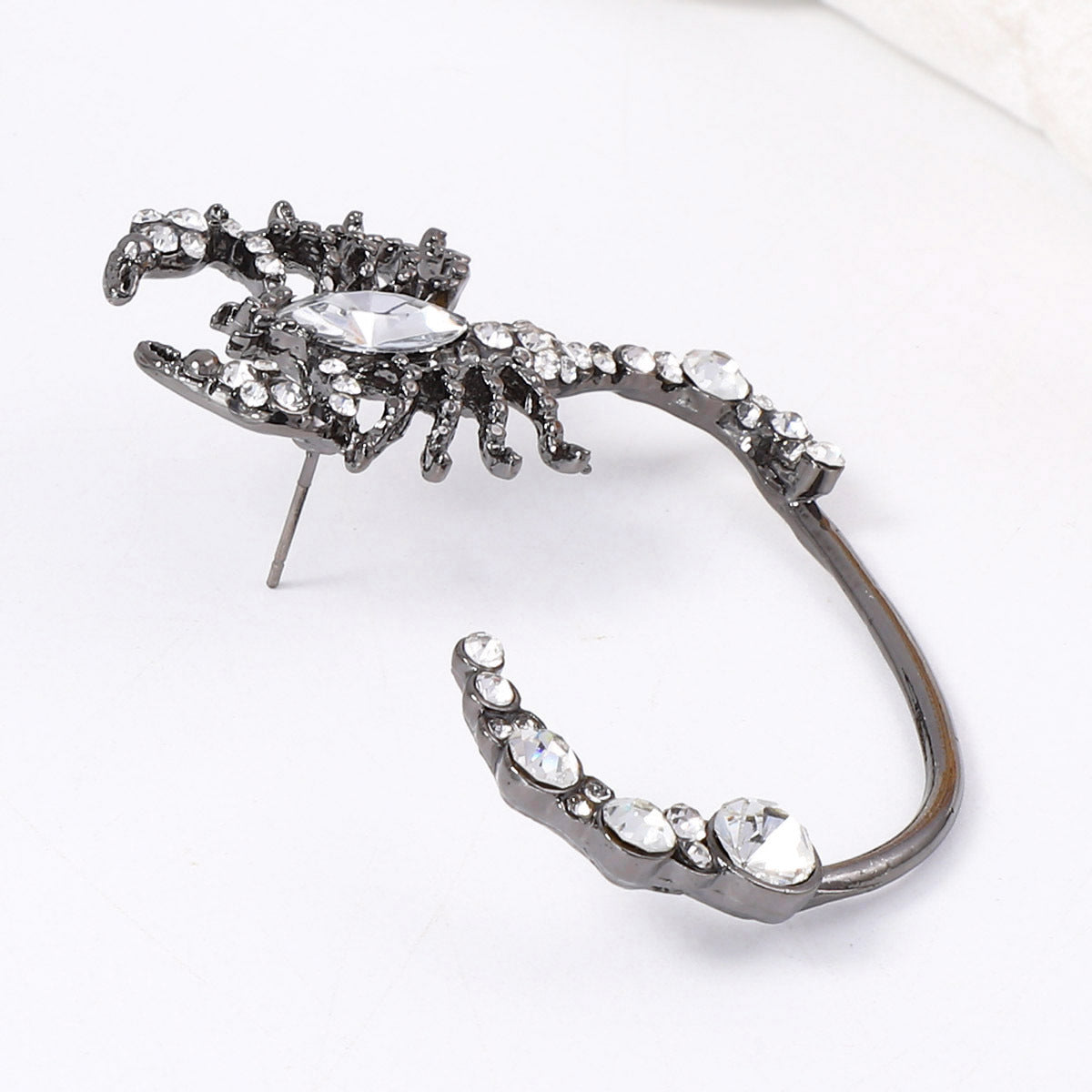 Stylish Dark-Themed Halloween Scorpion Earrings with Sparkling Full Rhinestone Accents - Elegant Alloy Jewelry for Women