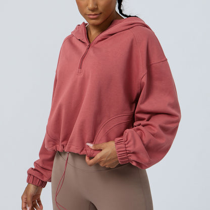 Women's Casual Loose Fit Zip Up Hoodie for Outdoor Running and Yoga Comfortable Long Sleeve Sweatshirt for Fitness and Everyday Wear