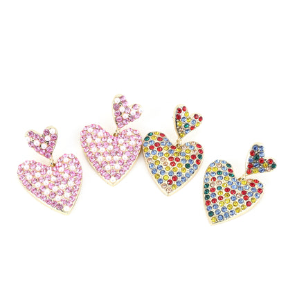 Chic Oversized Creative Heart-Shaped Alloy Earrings with Pearl and Rhinestone Accents – Elegant, Unique, Lightweight Jewelry for Every Occasion