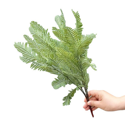 Realistic Greenery 6-Pronged Faux Fern Leaves – Soft Plastic Artificial Grass Floral Accessories for Stunning Plant Wall Decorations B3602