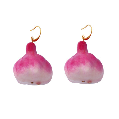 Unique and Creative Foam Garlic Fruit Earrings – Quirky Design Statement Accessories for Women