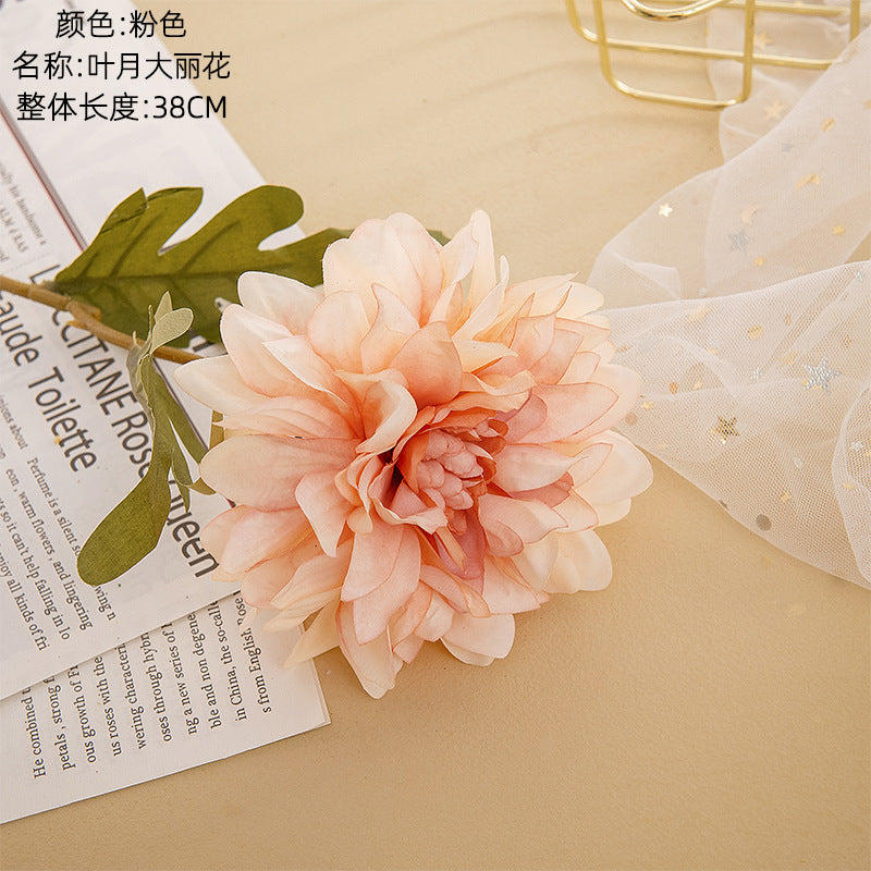 Realistic Dahlia Artificial Flower - Lifelike Green Plant Wedding Decor, Perfect for INS-inspired Events | MW66789