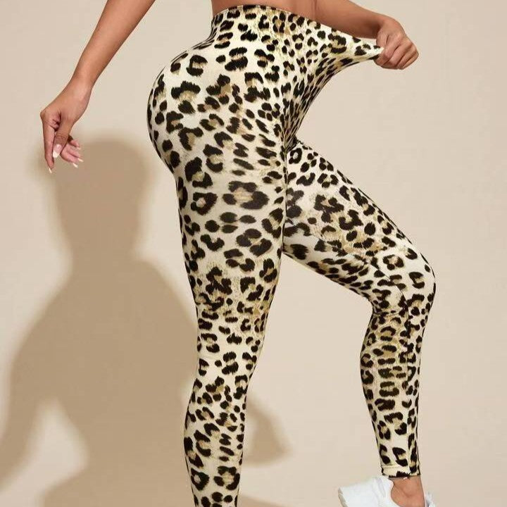 High Waisted Leopard Print Leggings for Women Butt Lifting Quick Dry Yoga Pants for Outdoor Sports Running and High Intensity Workouts