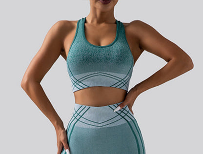 Seamless Gradient Tie Dye Sports Bra with Removable Pads and High Waist Leggings Set for Women for Yoga Fitness and Everyday Wear