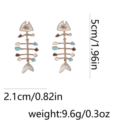 Unique Ocean Resort-Inspired Alloy Fishbone Dangle Earrings – Trendy, Versatile, and Minimalist Jewelry for Women