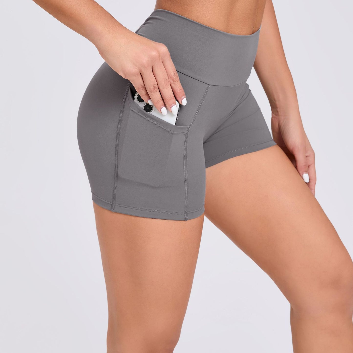 High Waisted Yoga Shorts with Side Pockets Butt Lifting and Comfortable Running Fitness Shorts for Women