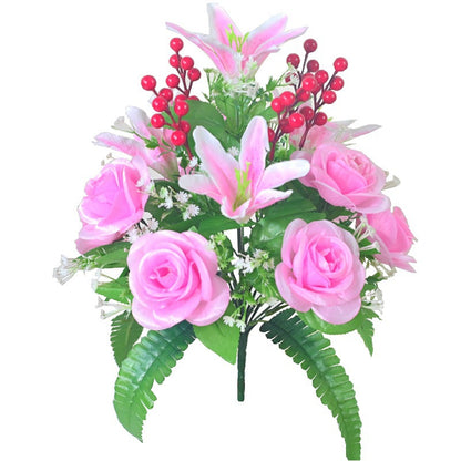 Lifelike 18-Head Artificial Rose Bouquet with Fruit Peaches – Perfect for Wedding Decor, Floral Arrangements, and Special Events