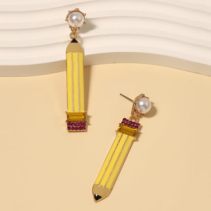 Unique Vintage-Inspired Geometric Alloy Drop Oil Earrings with Pearl Accents - Stylish Casual Statement Jewelry for Every Occasion