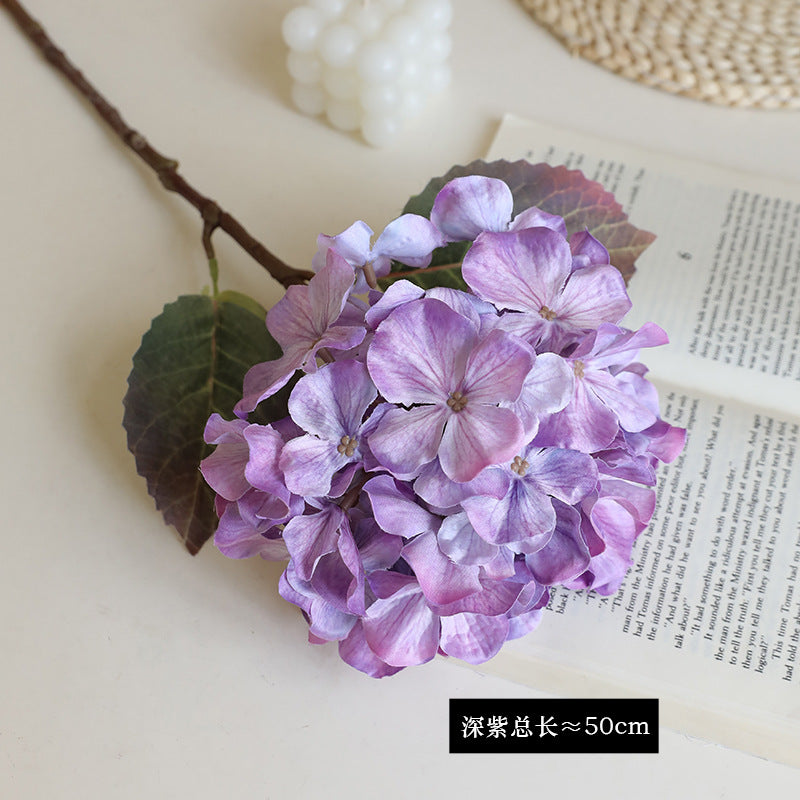 Elegant Oil Painting Style Single Stem Silk Hydrangea Bouquet – High-Quality Artificial Flowers for Home Decor and Wedding Celebrations