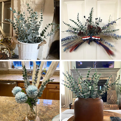 Realistic Eucalyptus Leaves Faux Plant Arrangement – Beautiful Faux Gumnut Décor for Home, Weddings, and Special Events