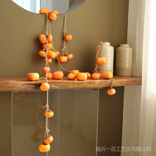 Realistic Faux Persimmon Garland – Stunning Decorative Home Accents for Living Room and Entryway – Perfect Wall Hanging for Indoor Decor