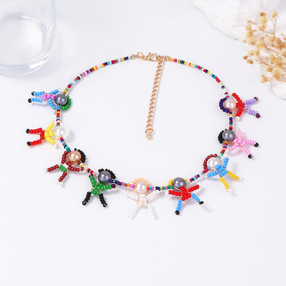 Unique Handmade Cartoon 3D Figurine Pearl-Inspired Charm Women's Choker Chain – Trendy & Whimsical Design for Standout Style