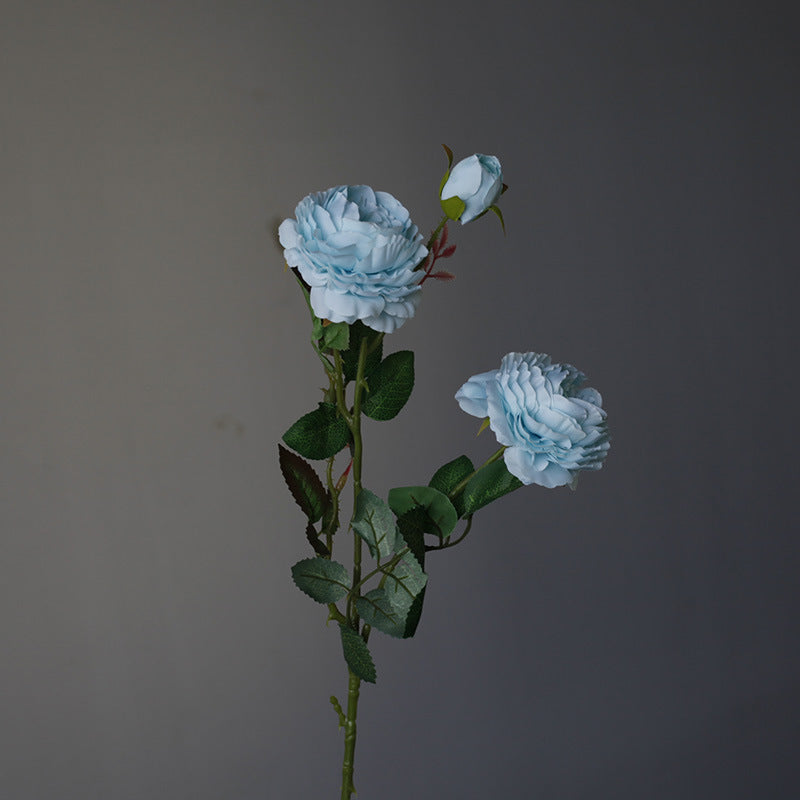 Nordic Minimalist Artificial Flower Arrangement with Multi-Layered 3-Head Small Roses and Peonies for Weddings and Home Decor