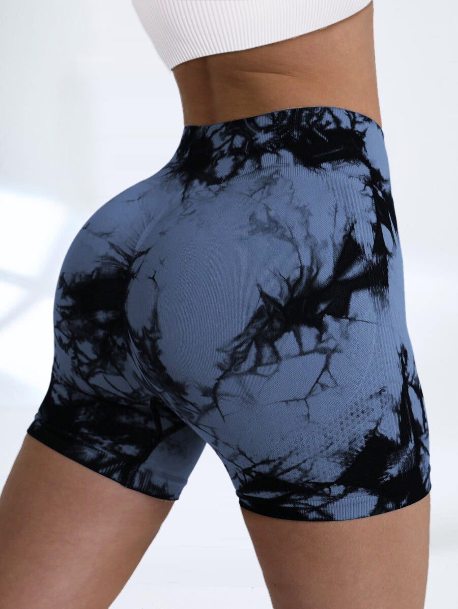 High Waisted Seamless Tie Dye Peach Butt Lifting Yoga Shorts 13 Vibrant Colors for Comfort and Style