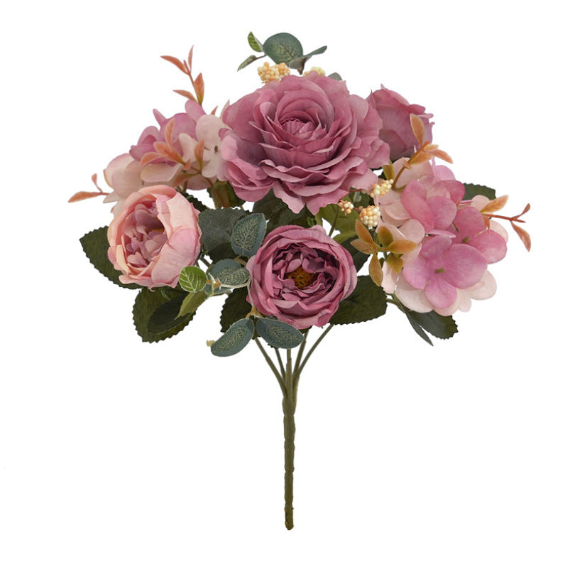 Stunning European-Style Artificial Floral Arrangements: Snowflake Hibiscus, Peony, Hydrangea & Rose Bouquets for Weddings and Event Decor – Perfect for Storefront and Home Decorative Touch