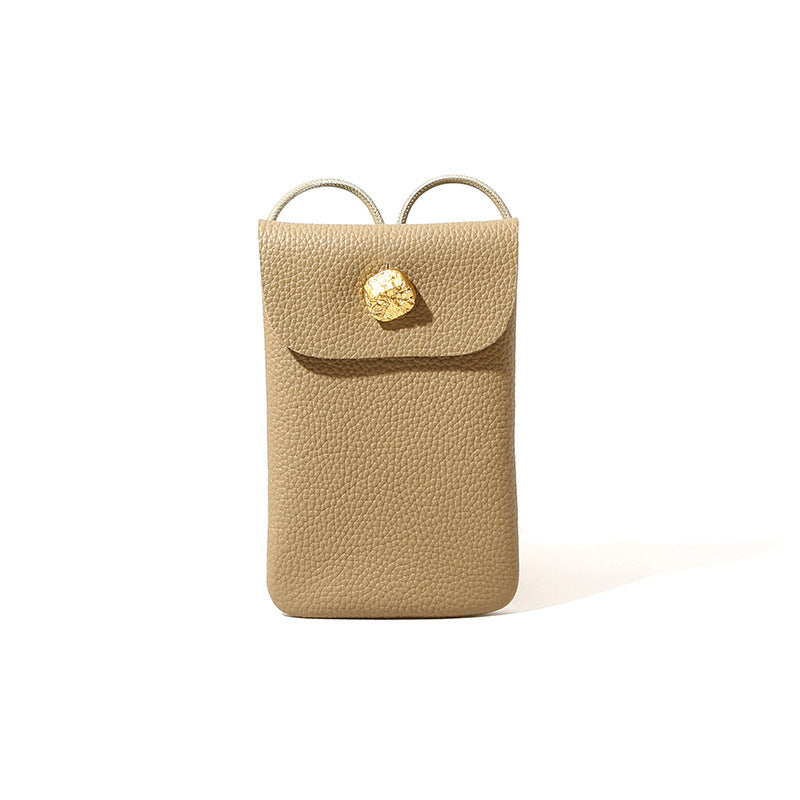 Minimalist Genuine Leather Phone Crossbody Bag for Women for Spring with High Quality Top layer Cowhide Versatile Shoulder Strap