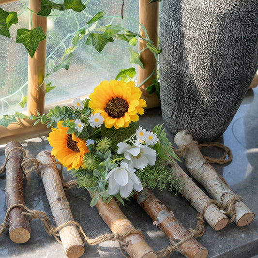 Beautifully Crafted Sunflower Hand-Tied Bouquet - Realistic Floral Home Decor for Weddings and Wall Art - Perfect for Celebrations & Stylish Home Interiors