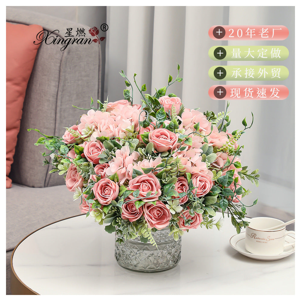 Stunning Artificial Evening Primrose Rose Hydrangea Bouquet - Perfect for Weddings, Home Décor, and Photography - Lifelike Silk Flowers for Lasting Beauty