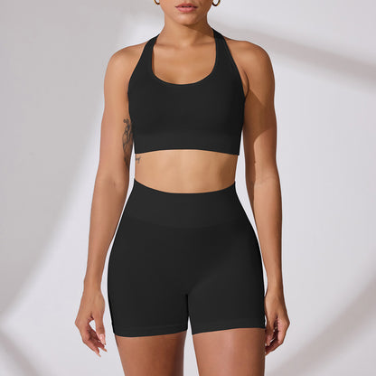 High Waisted Peach Butt Yoga Shorts and Bra Set for Outdoor Sports Comfortable Fit and Flattering Design