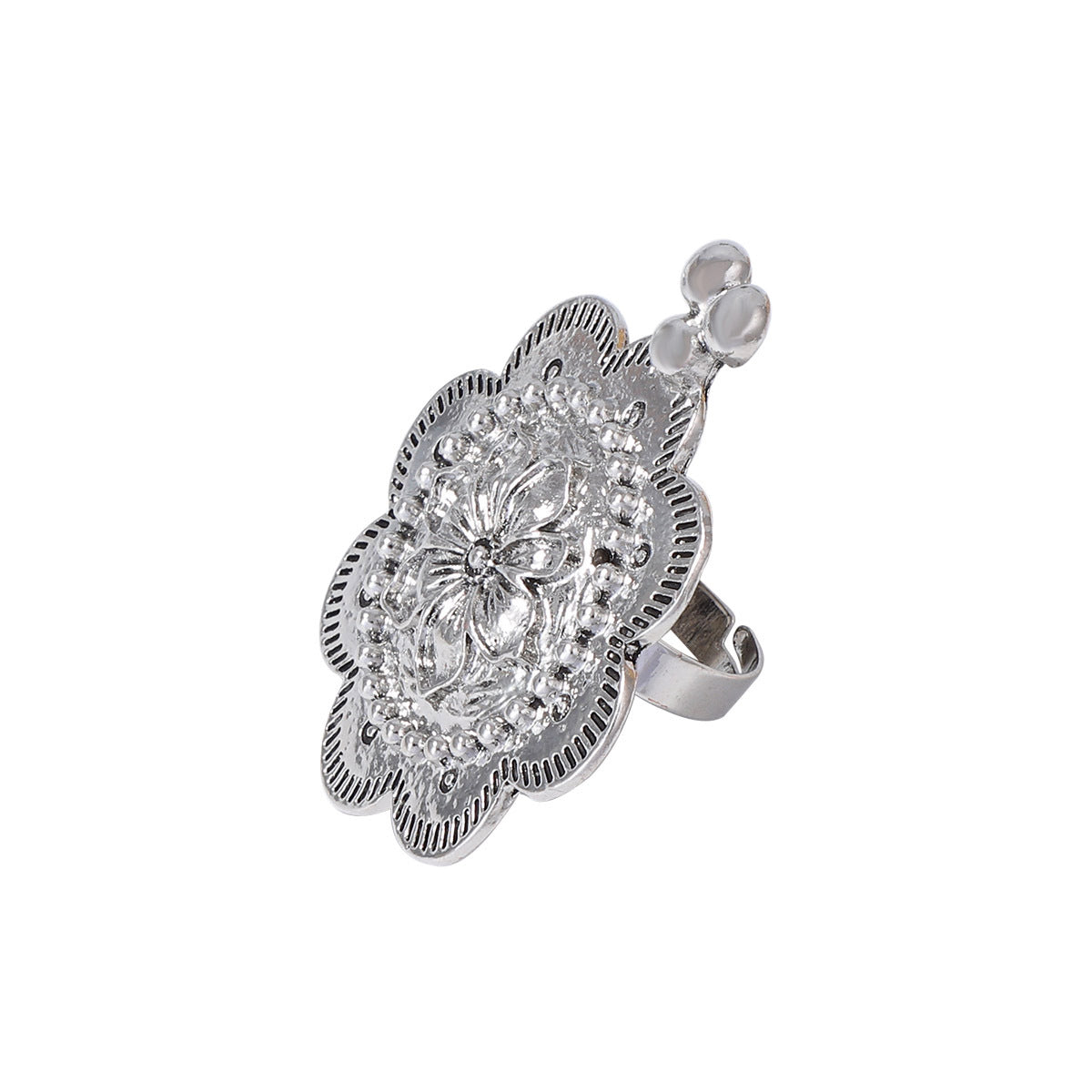 Chic Minimalist Alloy Exaggerated Floral Open Ring for Women - Everyday Versatile Accessory with a Touch of Luxury