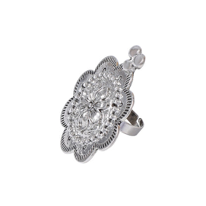 Chic Minimalist Alloy Exaggerated Floral Open Ring for Women - Everyday Versatile Accessory with a Touch of Luxury