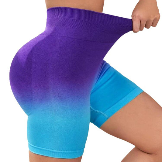 High Waisted Gradient Candy Color Women s Peach Butt Lifting Yoga Shorts for Cycling and Outdoor Workouts