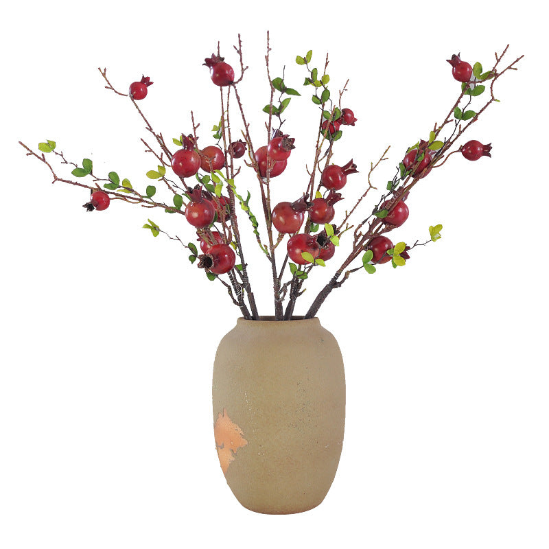 Vibrant Faux Pomegranate Berry Bundle - 5 Realistic Red Fruits for Stunning Floral Arrangements - Perfect for Living Room Home Decor