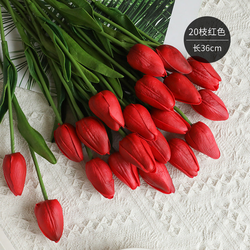 Realistic Miniature PU Tulips - Vibrant Artificial Silk Flowers for Home Décor, Arrangements, and Year-Round Enjoyment