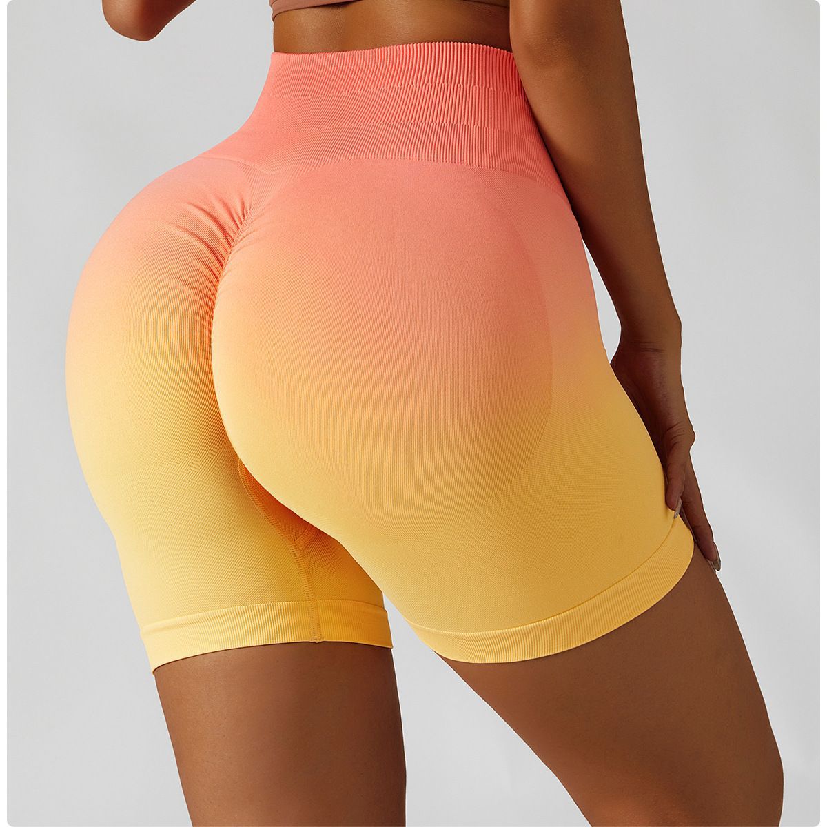 Seamless High Waisted Yoga Shorts for Women Breathable Peach Gradient Compression Bottoms for Running Fitness Working Out