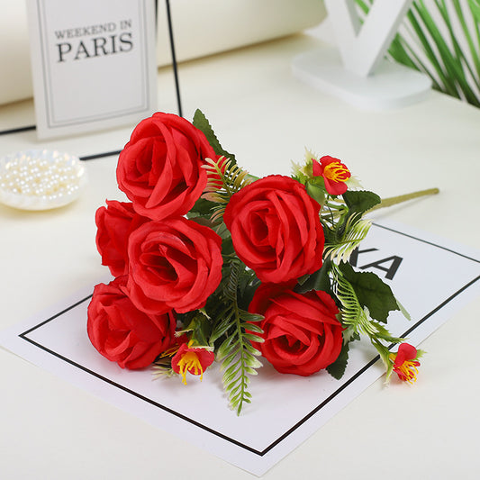 Realistic Miniature Silk Roses Faux Flowers for Home Decor - Perfect Living Room Accent, Floral Arrangement Props, Great for Wedding Decor and Photography Backdrops