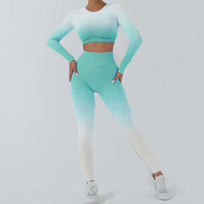 Women s Yoga Set High Comfort Moisture Wicking Seamless Gradient Sportswear for Flexibility and Style