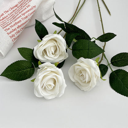 Elegant Single Velvet Faux Rose - Perfect for Valentine's Day, Wedding Decorations, and Hotel Accents - Luxurious and Realistic Floral Arrangement