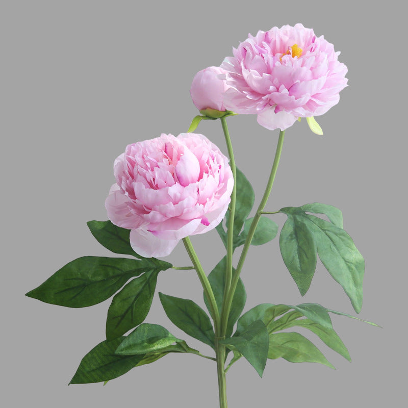 Elegant Faux Peony Flowers for Nordic Style Living Room & Dining Table Decor - Luxurious Three-Headed Blooming Peony Arrangement for a Chic Aesthetic