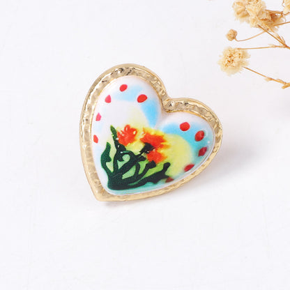 Artistic Bohemian Floral Heart Open Ring for Women - Unique Alloy Design, Perfect for Everyday Wear and Special Occasions