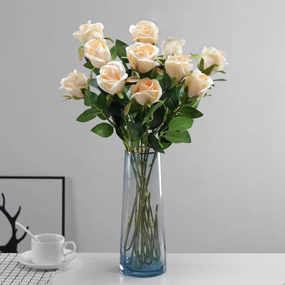 Realistic Rose Artificial Flowers for Stunning Living Room Décor | Elegant Faux Floral Arrangements | Perfect for Wedding Bouquets & Home Styling