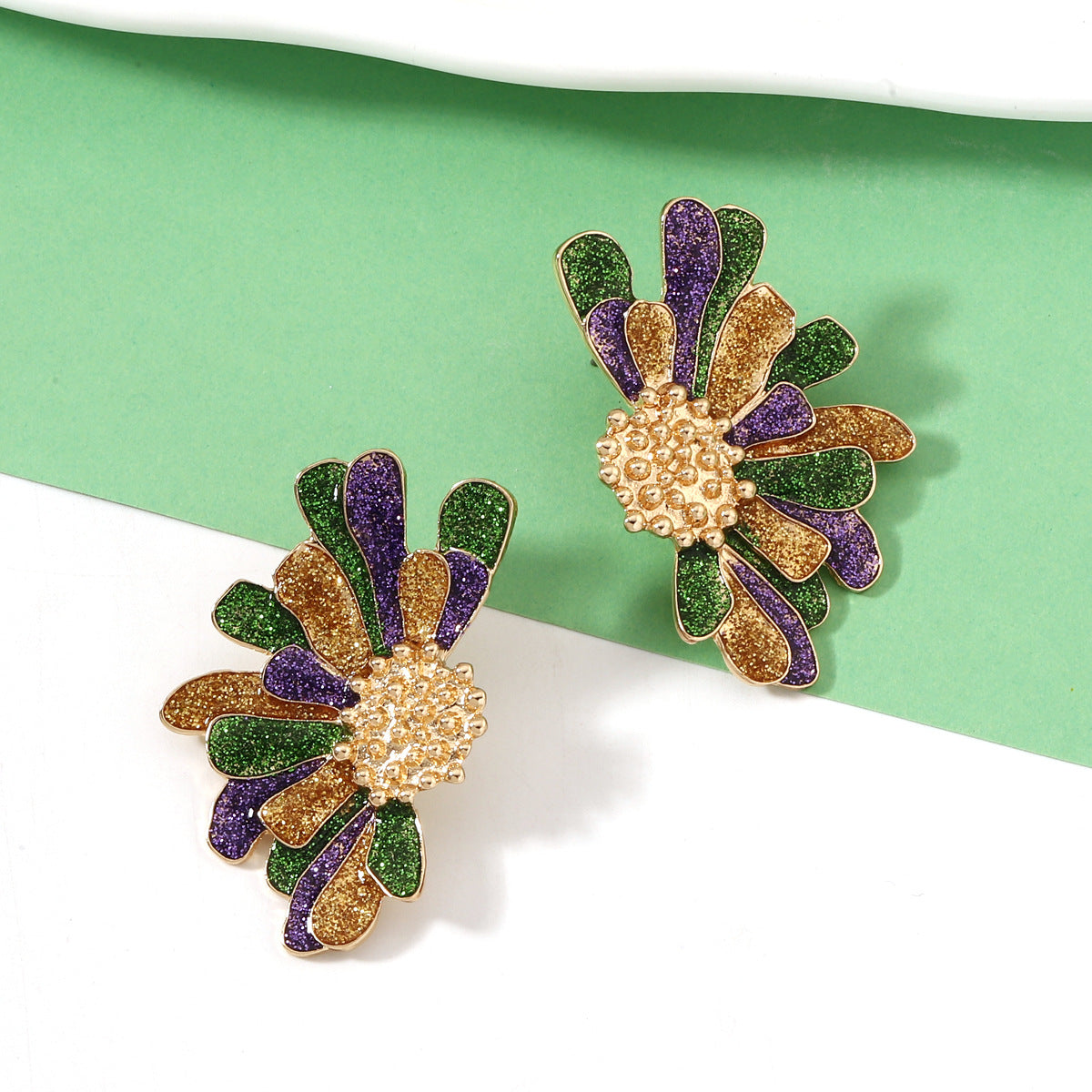 Festive Floral Alloy Earrings for Women – Vibrant Colorful Elements Perfect for Celebrations and Everyday Fashion