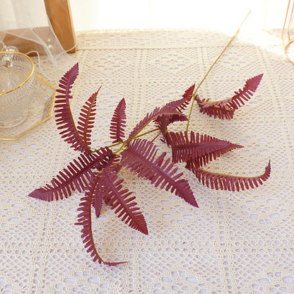 Realistic Fern Leaf Faux Flowers - Single Stem 3-Prong Greenery for Home Decor, Weddings, and Photography Props - Perfect Artificial Plants for Stunning Interior Design