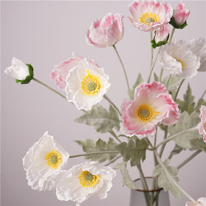 Icelandic Faux Floral Arrangement with Luxurious Soft Touch, Ideal for Home Decor & Photography Props - Beautiful Poppy Design for Lasting Moisture Retention