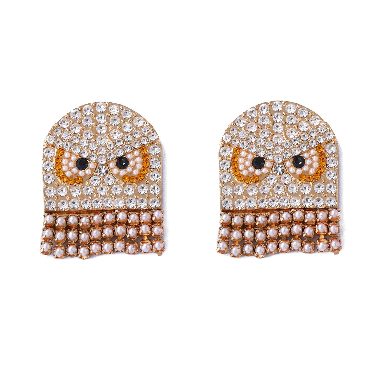 Charming Minimalist Halloween Owl Earrings with Rhinestones - Perfect for the Festive Season and Everyday Wear
