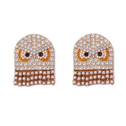 Charming Minimalist Halloween Owl Earrings with Rhinestones - Perfect for the Festive Season and Everyday Wear