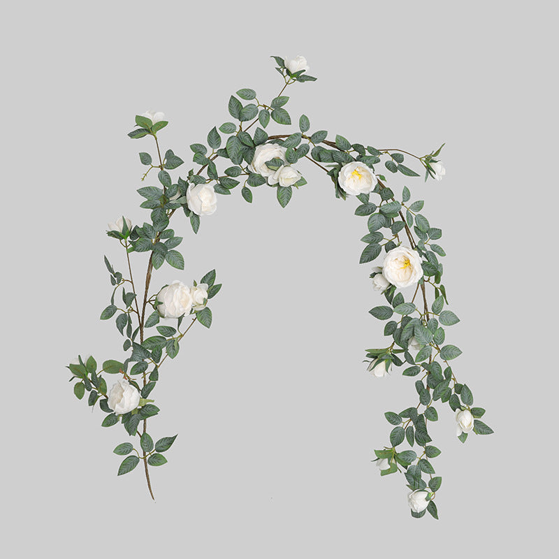 1.8m Austin Rose Vine Decorative Wall Hanging - Lifelike Artificial Flower Ivy for Concealing Air Conditioning Ducts and Enhancing Home Aesthetics